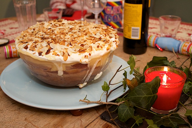Traditional homemade Sherry Trifle by the lovely Mairead, more desert than we knew what to do with! Duran Duran, London