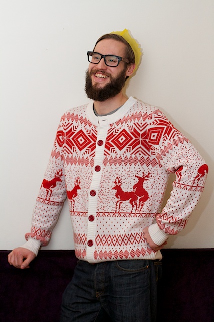 Meeting Dave, co-founder of Brew By Numbers (BBNo.) in his rather jazzy Christmas cardigan...it must have been mating season for reindeer when this was knitted! Duran Duran, London